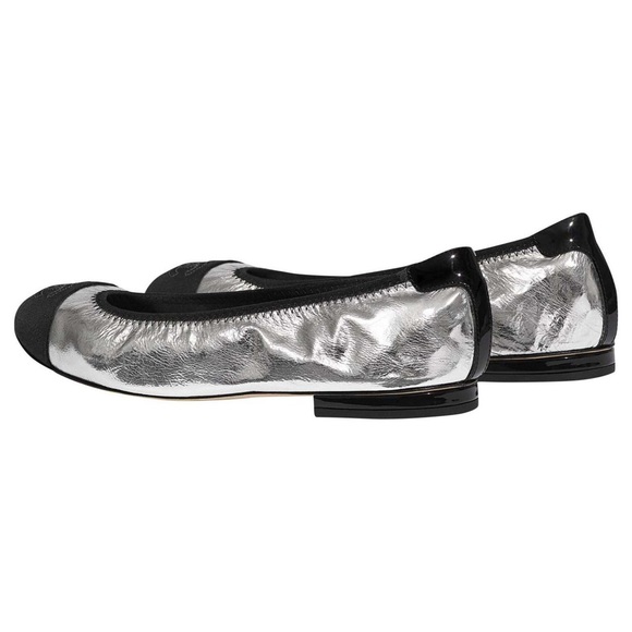 BRAND NEW Authentic Chanel Silver Ballet Flats - Picture 6 of 16